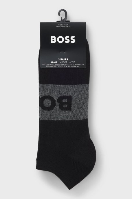 Boss Pamuklu Logolu 3 Pack Erkek Çorap 50543482 001 SİYAH - Boss (1)