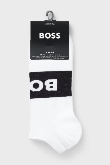 Boss Pamuklu Logolu 3 Pack Erkek Çorap 50543482 100 BEYAZ - Boss (1)