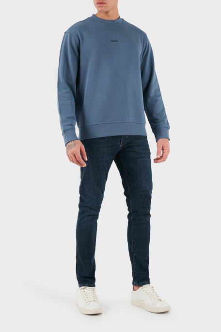 Boss Pamuklu Logolu Relaxed Fit Bisiklet Yaka Erkek Sweat 50514541 495 MAVİ - Boss (1)