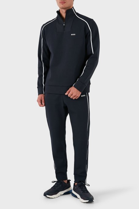 Boss Pamuklu Logolu Slim Fit Yarım Fermuarlı Dik Yaka Erkek Sweat 50523911 402 LACİVERT - Boss (1)