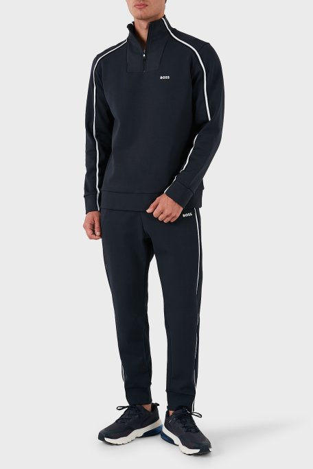 Boss Pamuklu Logolu Slim Fit Yarım Fermuarlı Dik Yaka Erkek Sweat 50523911 402 LACİVERT - Boss (1)