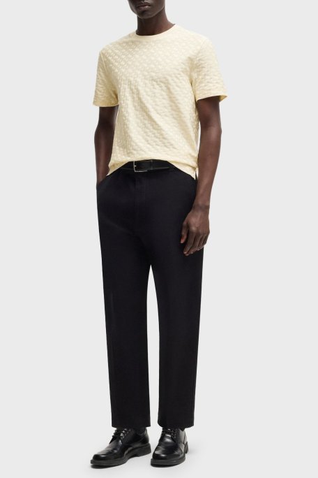 Boss Pamuklu Monogram Logo Baskılı Regular Fit Bisiklet Yaka Erkek T Shirt 50537131 131 BEJ - Boss (1)