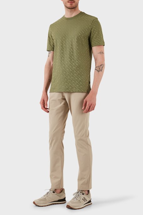 Boss Pamuklu Monogram Logo Baskılı Regular Fit Bisiklet Yaka Erkek T Shirt 50537131 311 AÇIK YEŞİL - Boss (1)