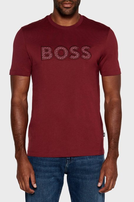 Boss Pamuklu Regular Fit Bisiklet Yaka Erkek T Shirt 50521520 605 BORDO - Boss