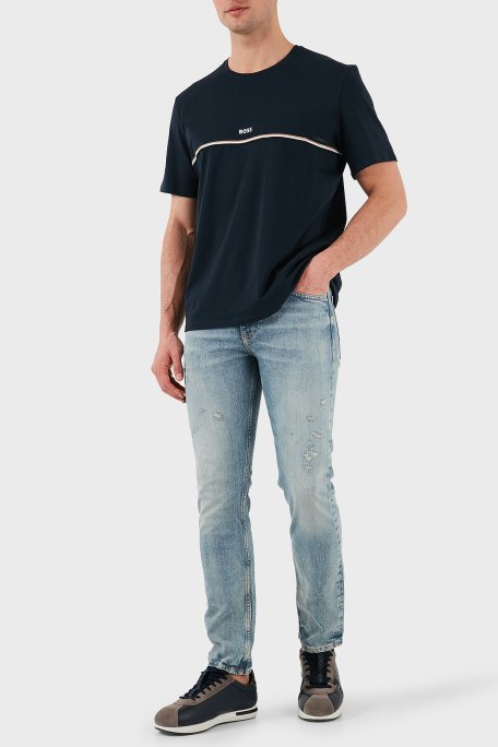 Boss Pamuklu Regular Fit Bisiklet Yaka Logolu Erkek T Shirt 50515395 403 LACİVERT - Boss (1)