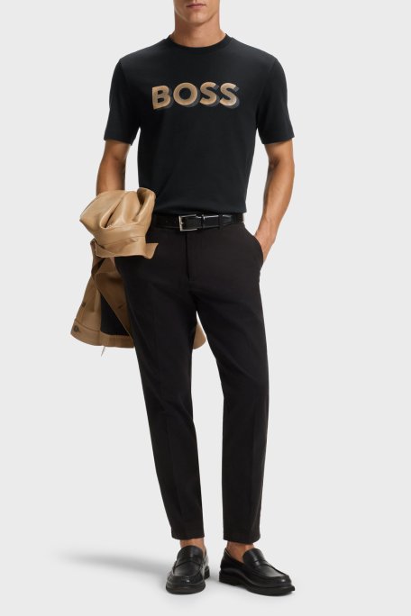 Boss Pamuklu Regular Fit Bisiklet Yaka Logolu Erkek T Shirt 50551902 001 SİYAH - Boss (1)