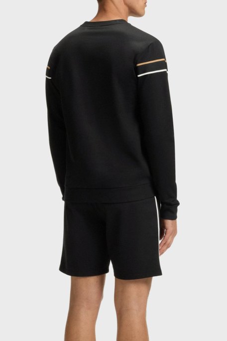 Boss Pamuklu Regular Fit Bisiklet Yaka Şerit Detaylı Logolu Erkek Sweat 50545589 001 SİYAH - Boss (1)