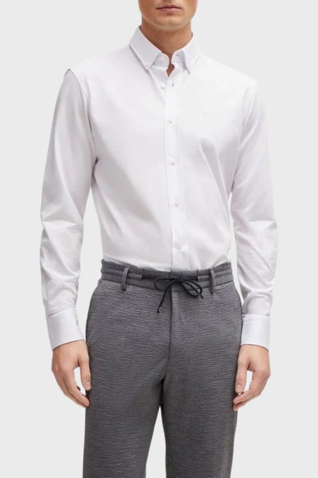 Boss Pamuklu Regular Fit Düğmeli Yaka Casual Erkek Gömlek 50469378 100 BEYAZ - Boss