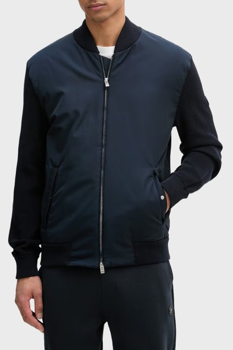 Boss Pamuklu Regular Fit Kolej Yaka Fermuarlı Erkek Mont 50556325 404 LACİVERT - Boss