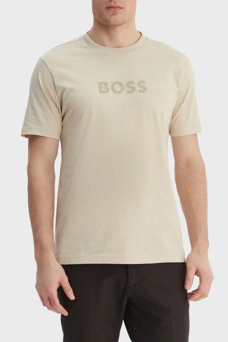 Boss Pamuklu Regular Fit Logo Detaylı Bisiklet Yaka Erkek T Shirt 50559361 272 BEJ - Boss
