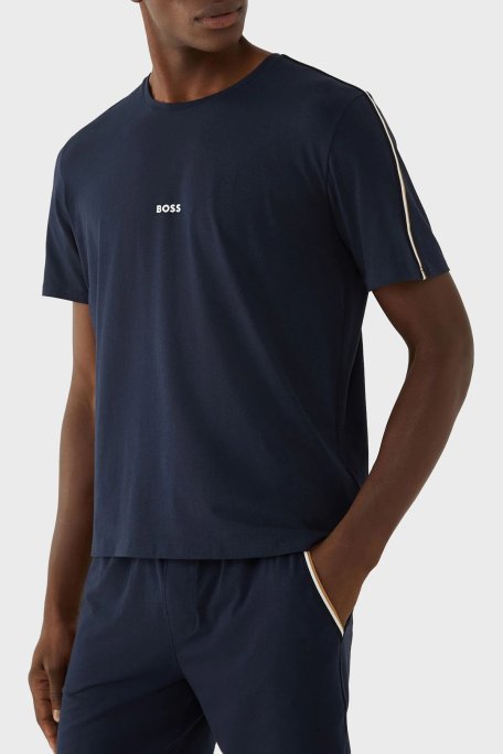 Boss Pamuklu Regular Fit Logolu Bisiklet Yaka Erkek T Shirt 50545930 403 LACİVERT - Boss