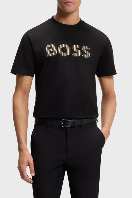 Boss Pamuklu Regular Fit Logolu Bisiklet Yaka Erkek T Shirt 50560466 002 SİYAH - Boss