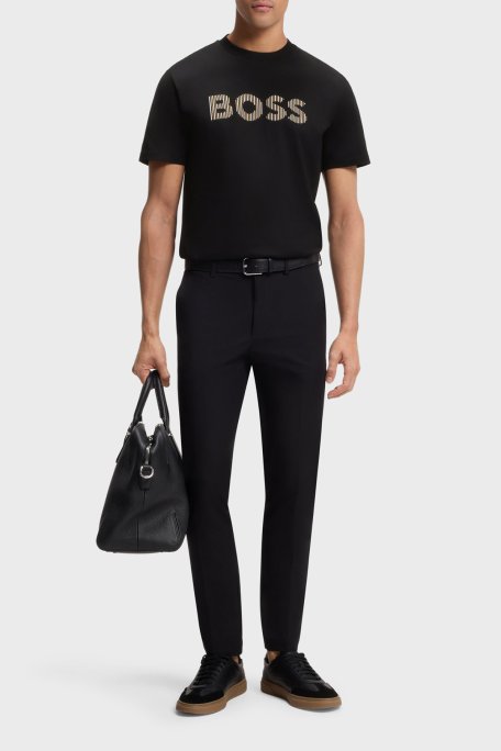 Boss Pamuklu Regular Fit Logolu Bisiklet Yaka Erkek T Shirt 50560466 002 SİYAH - Boss (1)