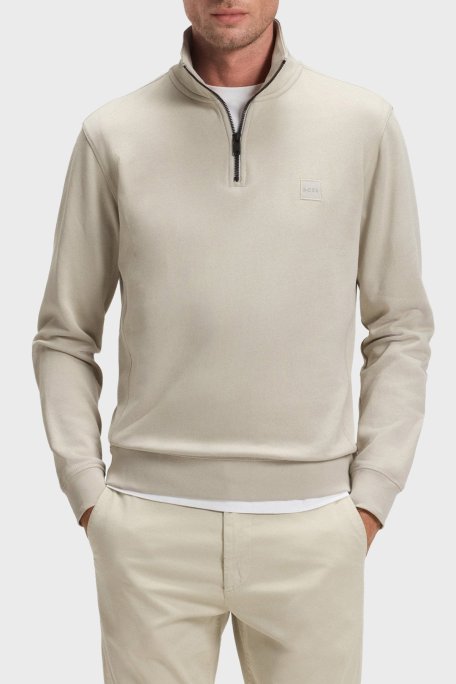 Boss Pamuklu Regular Fit Yarım Fermuarlı Dik Yaka Erkek Sweat 50468926 767 AÇIK SARI - Boss