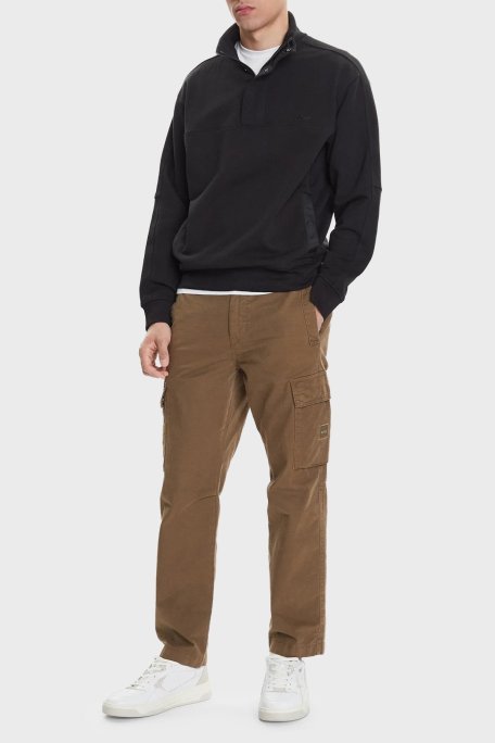 Boss Pamuklu Regular Fit Yarım Fermuarlı Dik Yaka Logolu Erkek Sweat 50545753 001 SİYAH - Boss (1)