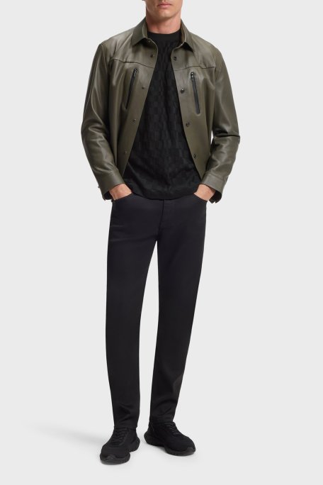 Boss Pamuklu Relaxed Fit Bisiklet Yaka Jakarlı Erkek T Shirt 50559821 001 SİYAH - Boss (1)