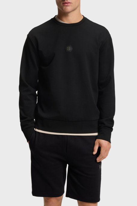 Boss Pamuklu Relaxed Fit Bisiklet Yaka Logolu Erkek Sweat 50543859 001 SİYAH - Boss