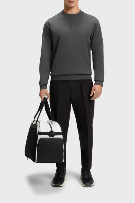 Boss Pamuklu Relaxed Fit Bisiklet Yaka Logolu Erkek Sweat 50543859 027 KOYU GRİ - Boss (1)