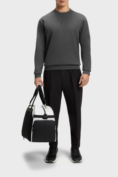 Boss Pamuklu Relaxed Fit Bisiklet Yaka Logolu Erkek Sweat 50543859 027 KOYU GRİ - Boss (1)