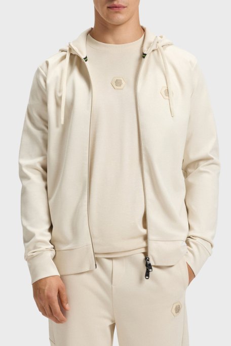 Boss Pamuklu Relaxed Fit Kapüşonlu Fermuarlı Erkek Sweat 50545581 131 BEJ - Boss