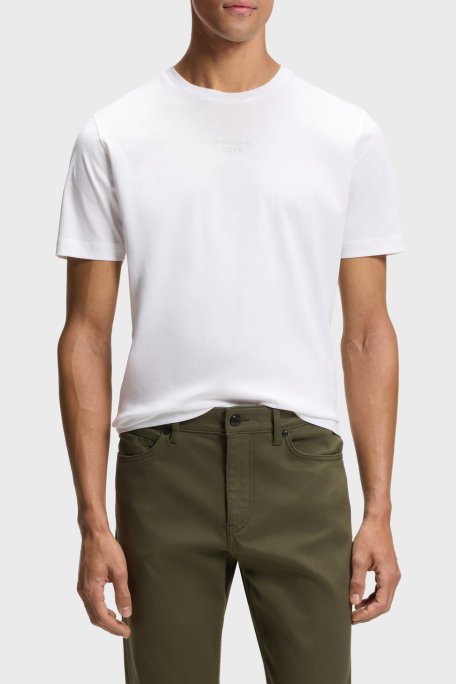 Boss Pamuklu Sırt Baskılı Regular Fit Bisiklet Yaka Erkek T Shirt 50561856 100 BEYAZ - Boss