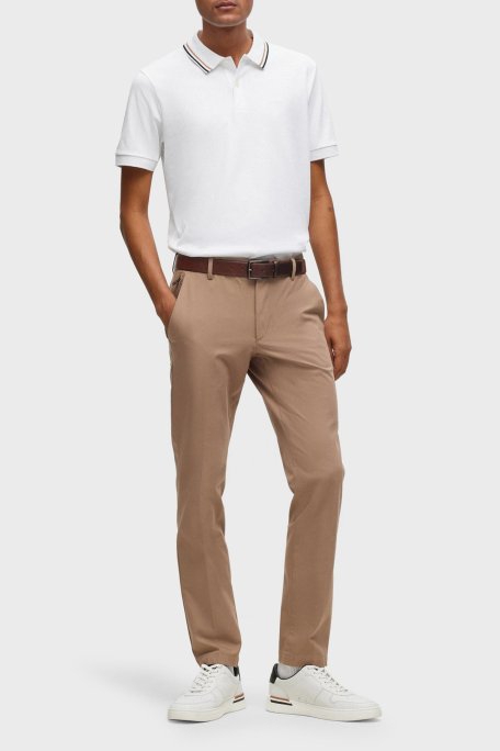 Boss Pamuklu Slim Fit Düğmeli Erkek Polo Yaka T Shirt 50469360 100 BEYAZ - Boss (1)