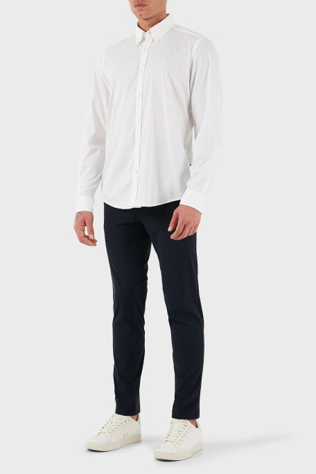 Boss Pamuklu Slim Fit Düğmeli Yaka Uzun Kollu Erkek Gömlek 50545227 100 BEYAZ - Boss (1)