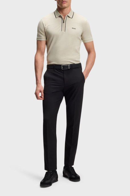 Boss Pamuklu Slim Fit Logolu Fermuarlı Erkek Polo 50555698 272 BEJ - Boss (1)