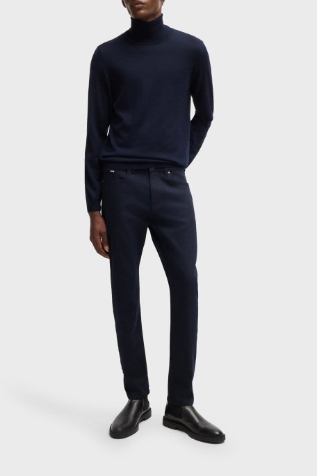 Boss Pamuklu Slim Fit Logolu Normal Bel Dar Paça Jeans Erkek Kot Pantolon 50528667 404 LACİVERT - Boss (1)