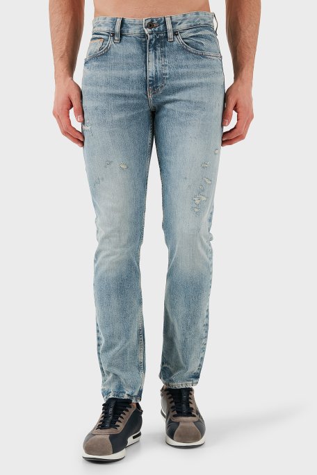 Boss Pamuklu Slim Fit Normal Bel Dar Paça Jeans Erkek Kot Pantolon 50532587 438 MAVİ - Boss