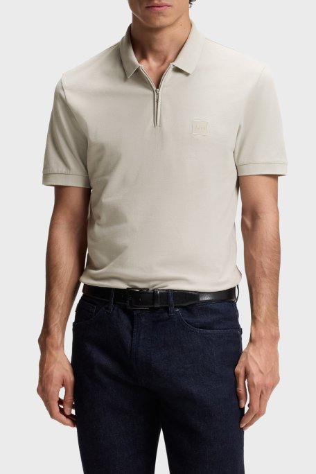 Boss Pamuklu Slim Fit Yarım Fermuarlı Erkek Polo 50537507 070 BEJ - Boss