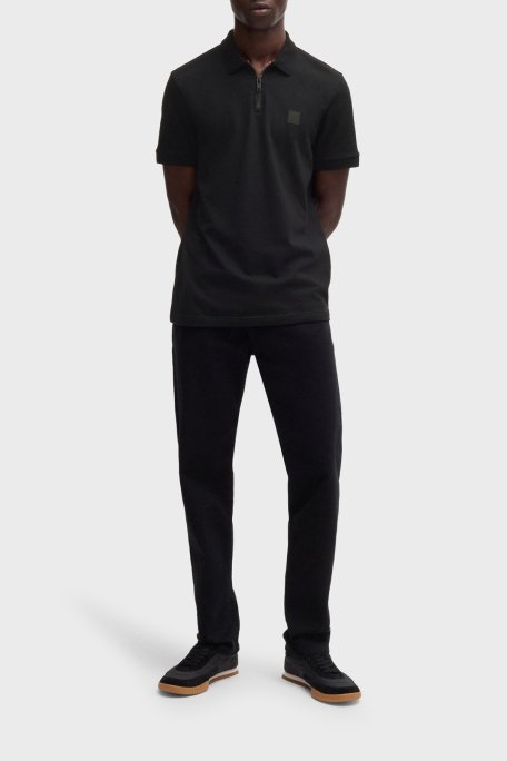 Boss Pamuklu Slim Fit Yarım Fermuarlı Erkek Polo Yaka T Shirt 50537507 001 SİYAH - Boss (1)