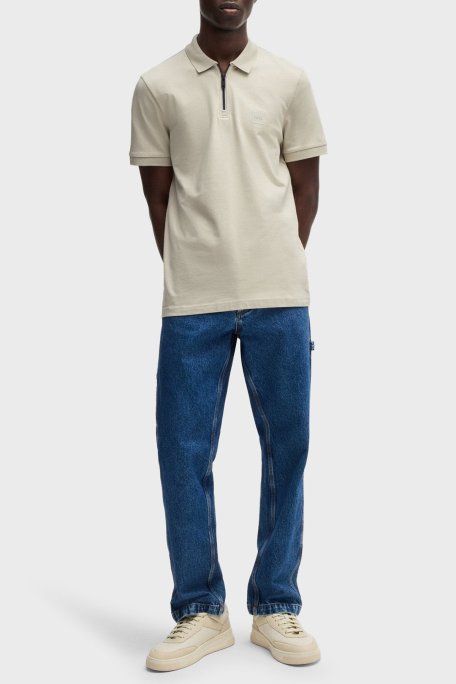 Boss Pamuklu Slim Fit Yarım Fermuarlı Erkek Polo Yaka T Shirt 50537507 271 GRİ - Boss (1)