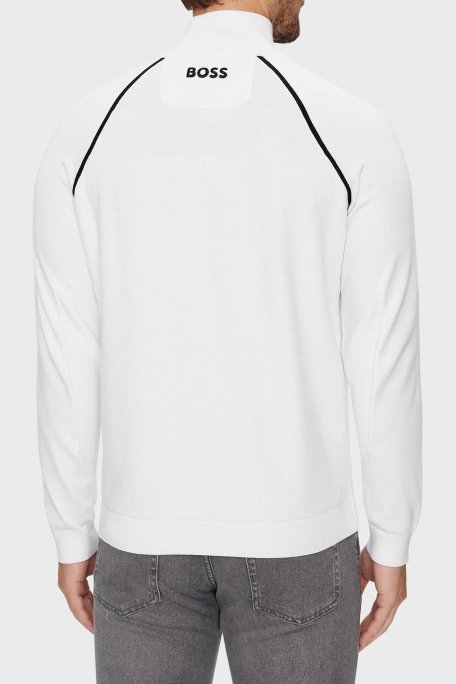 Boss Pamuklu Yarım Fermuarlı Dik Yaka Erkek Kazak 50519377 100 BEYAZ - Boss (1)