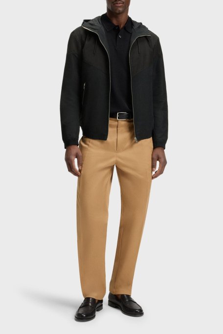 Boss Poplin Kumaş Su İtici Regular Fit Kapüşonlu Yaka Erkek Ceket 50544135 001 SİYAH - Boss (1)