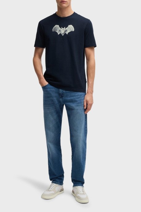 Boss Regular Fit Bisiklet Yaka Baskılı Erkek T Shirt 50534924 404 LACİVERT - Boss (1)