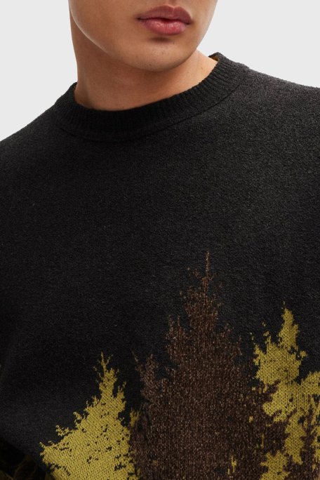 Boss Regular Fit Bisiklet Yaka Jakarlı Erkek Kazak 50519101 243 ANTRASİT - Boss (1)