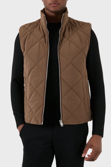 Boss Regular Fit Dik Yaka Kapitone Erkek Yelek 50506356 249 KAHVE - Boss (1)