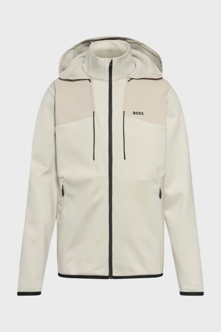 Boss Regular Fit Kapüşonlu Dik Yaka Fermuarlı Erkek Sweat 50523707 271 BEJ - Boss