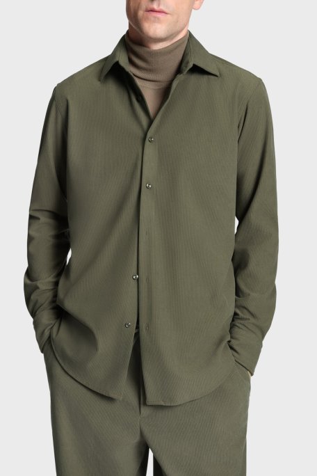 Boss Regular Fit Klasik Yaka Uzun Kollu Kadife Erkek Gömlek 50550679 245 HAKİ - Boss