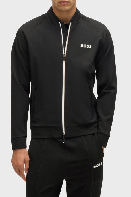 Boss Regular Fit Kolej Yaka Fermuarlı Logolu Erkek Sweat 50530732 001 SİYAH - Boss