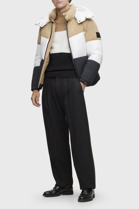 Boss Renk Bloklu Yün Karışımlı Balıkçı Yaka Regular Fit Erkek Kazak 50500656 001 SİYAH - Boss (1)