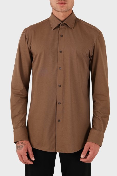 Boss Slim Fit Streç Uzun Kollu Erkek Gömlek 50545428 217 KAHVE - Boss