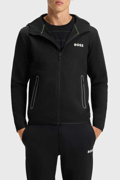 Boss Streç Logolu Regular Fit Kapüşonlu Erkek Sweat 50542948 001 SİYAH - Boss