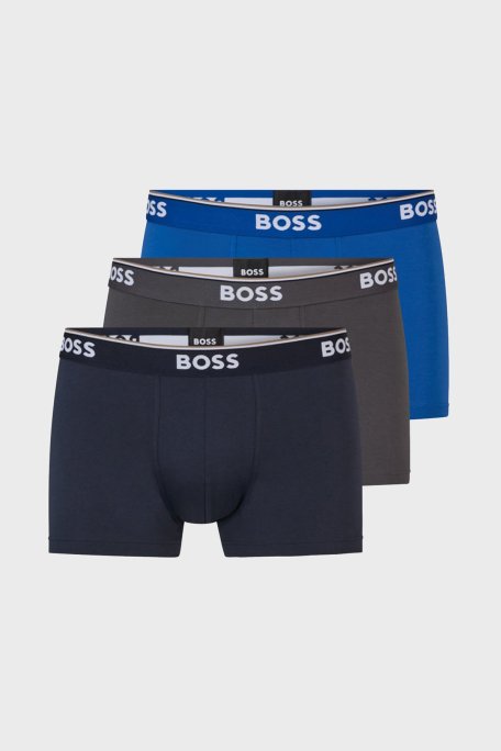 Boss Streç Pamuklu 3 Pack Erkek Boxer 50475274 487 Saks-Lacivert-Haki - Boss
