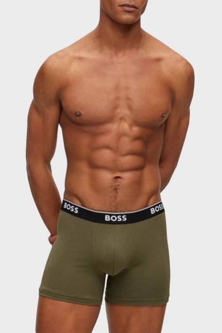 Boss Streç Pamuklu 3 Pack Erkek Boxer 50517829 965 Haki-Siyah-Siyah - Boss (1)