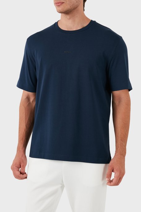 Boss Streç Pamuklu Bisiklet Yaka Erkek T Shirt 50473278 464 LACİVERT-LİLA - Boss (1)