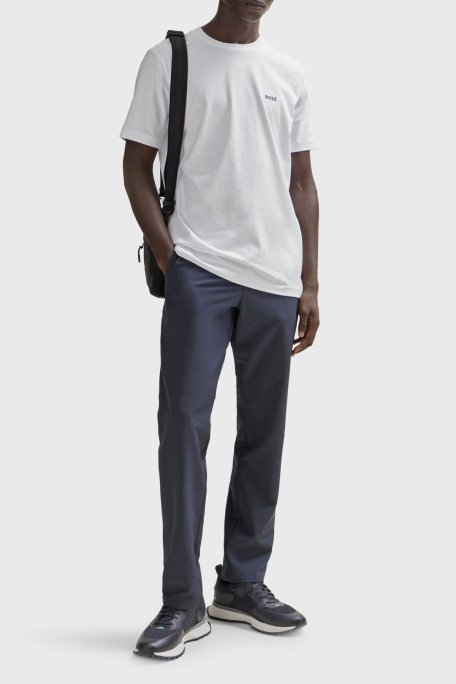 Boss Streç Pamuklu Bisiklet Yaka Regular Fit Erkek T Shirt 50506373 100 BEYAZ - Boss (1)