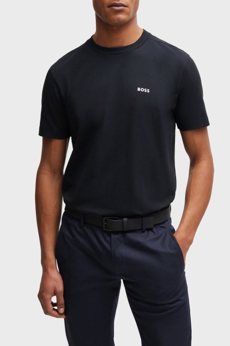 Boss Streç Pamuklu Bisiklet Yaka Regular Fit Erkek T Shirt 50506373 402 LACİVERT - Boss