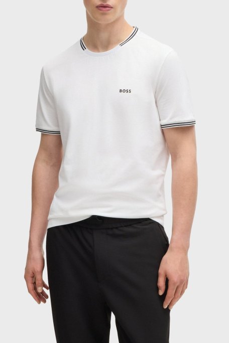 Boss Streç Pamuklu Regular Fit Bisiklet Yaka Erkek T Shirt 50521245 105 BEYAZ - Boss